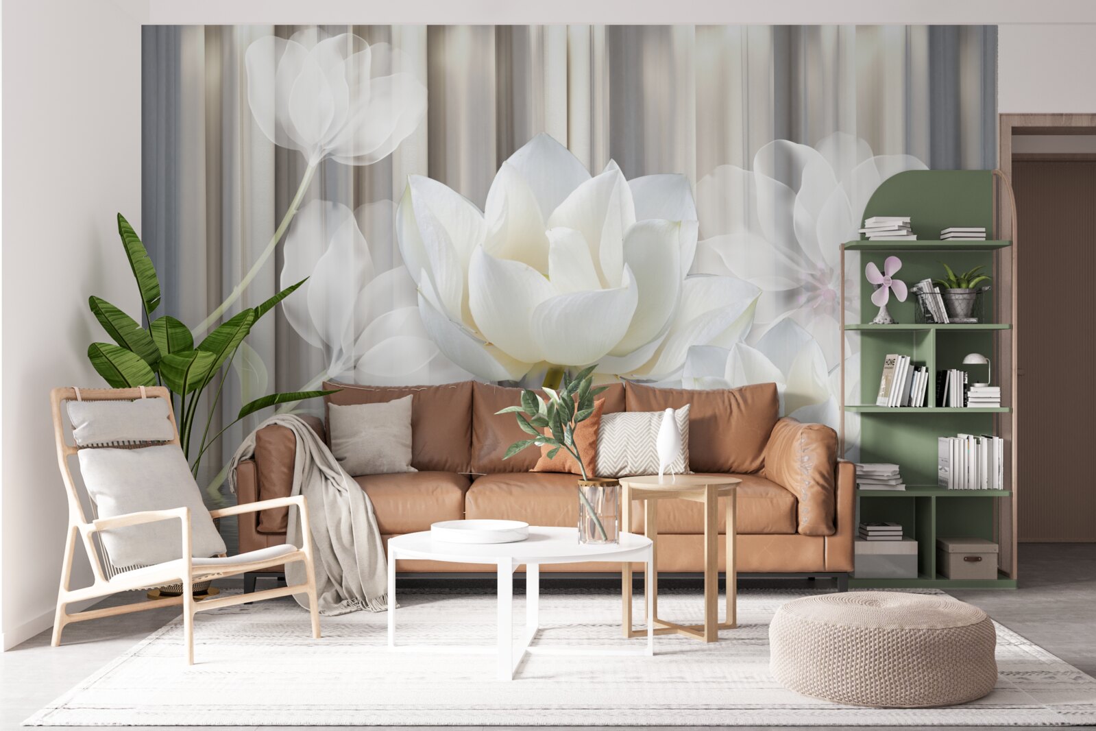 Fotobehang witte tulpen, licht als lucht