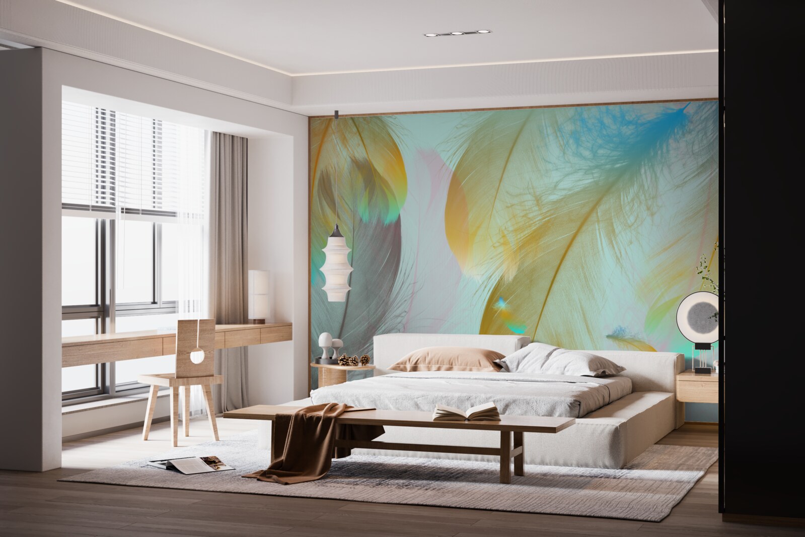 Fotobehang vliegende zachte veren