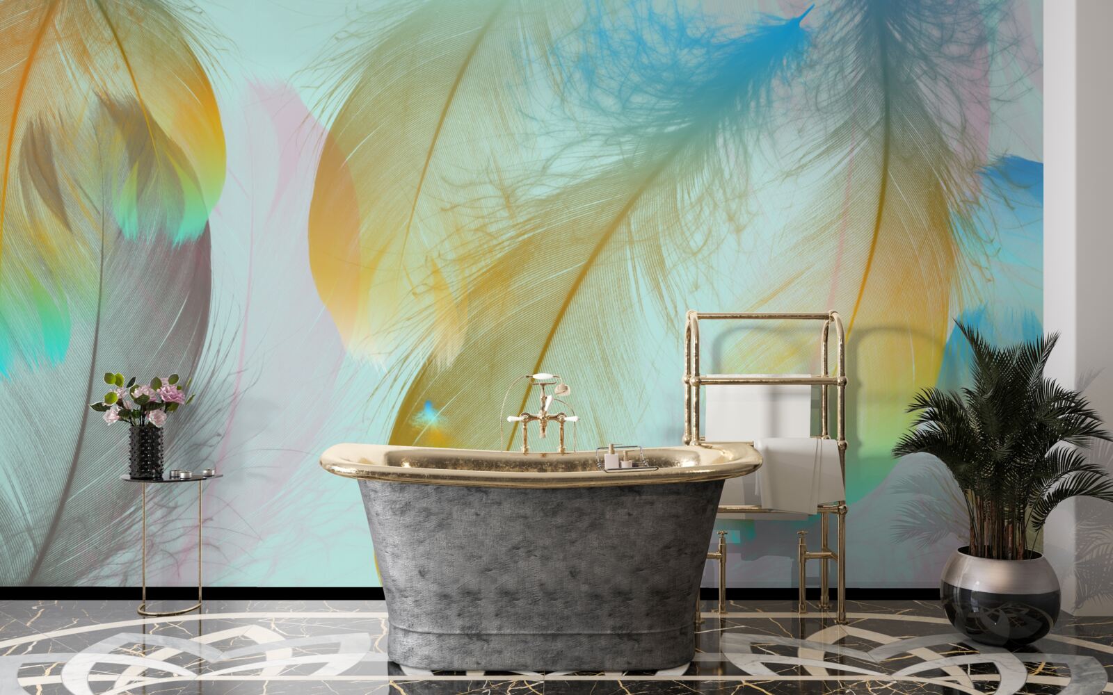 Fotobehang vliegende zachte veren