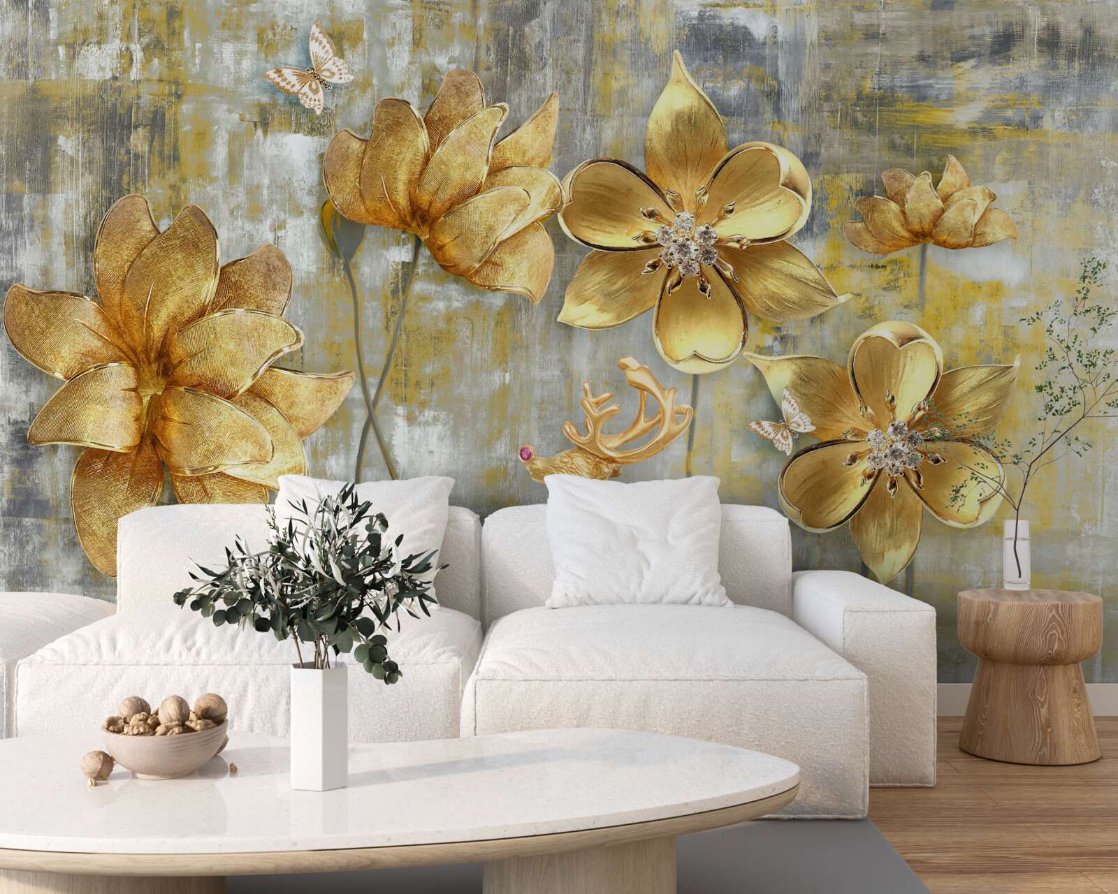 Fotobehang gouden knoppen gaan open als regen