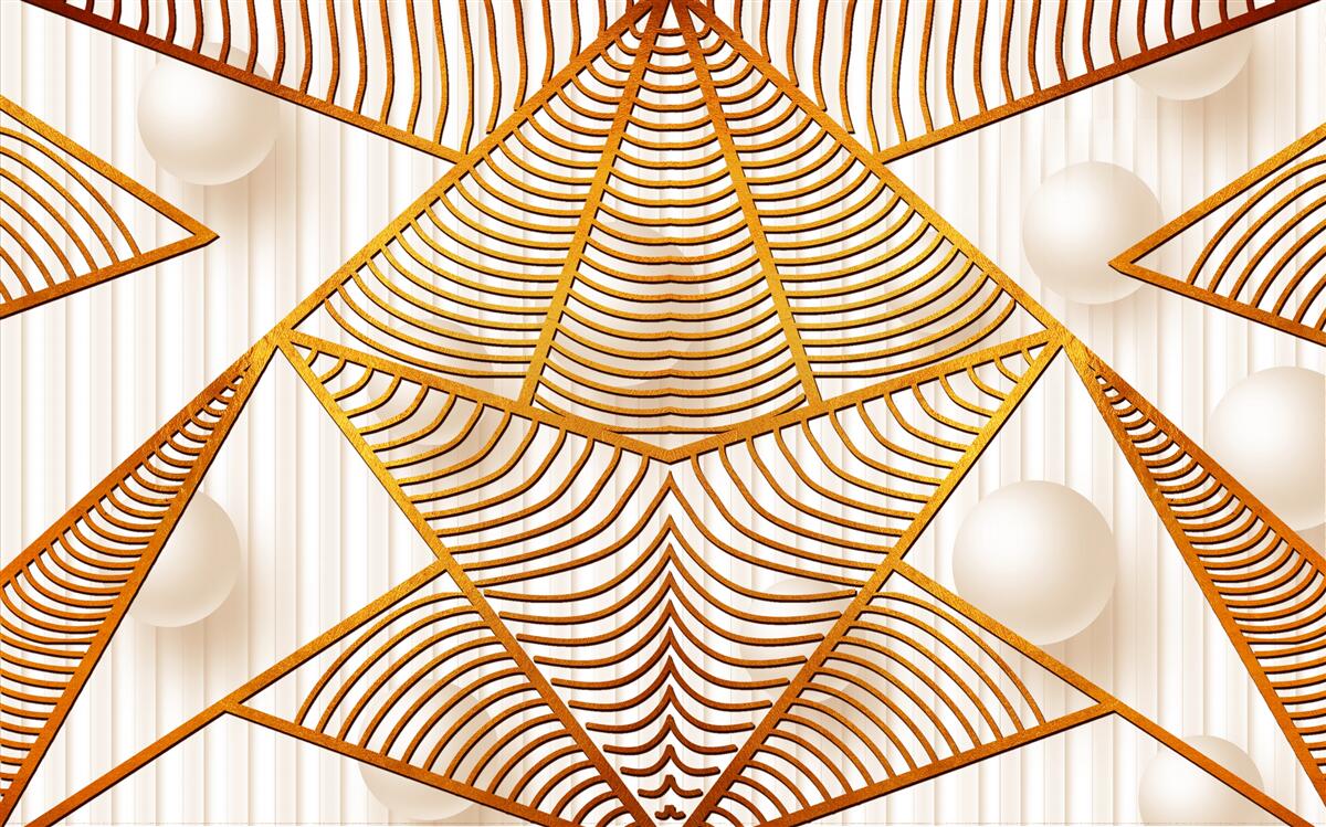 Fotobehang geometrisch patroon in goud