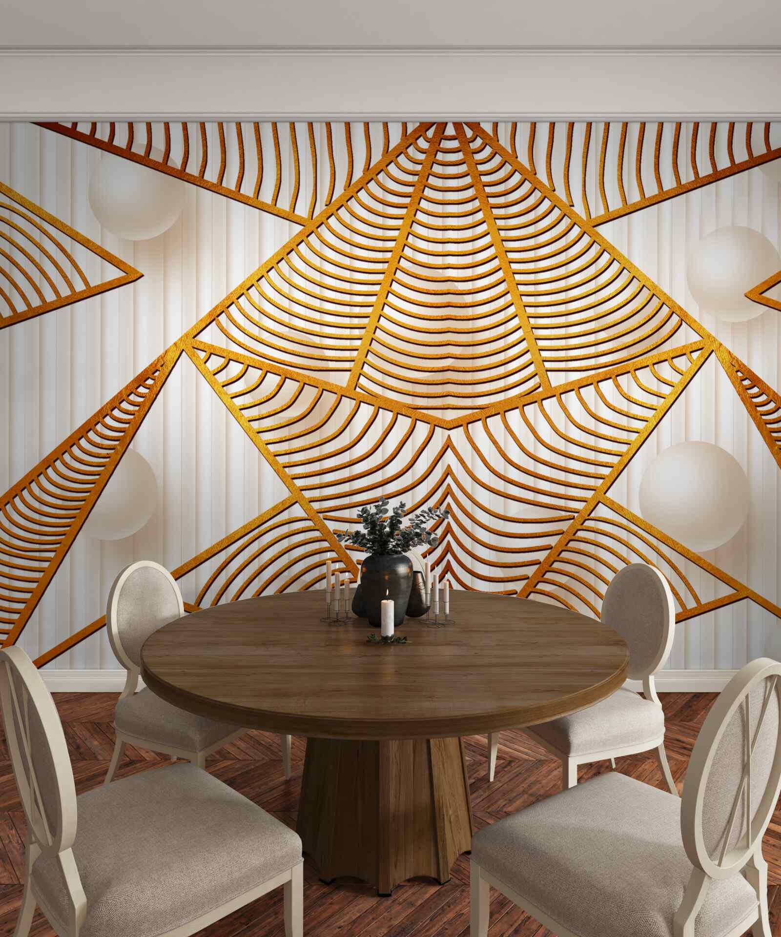 Fotobehang geometrisch patroon in goud