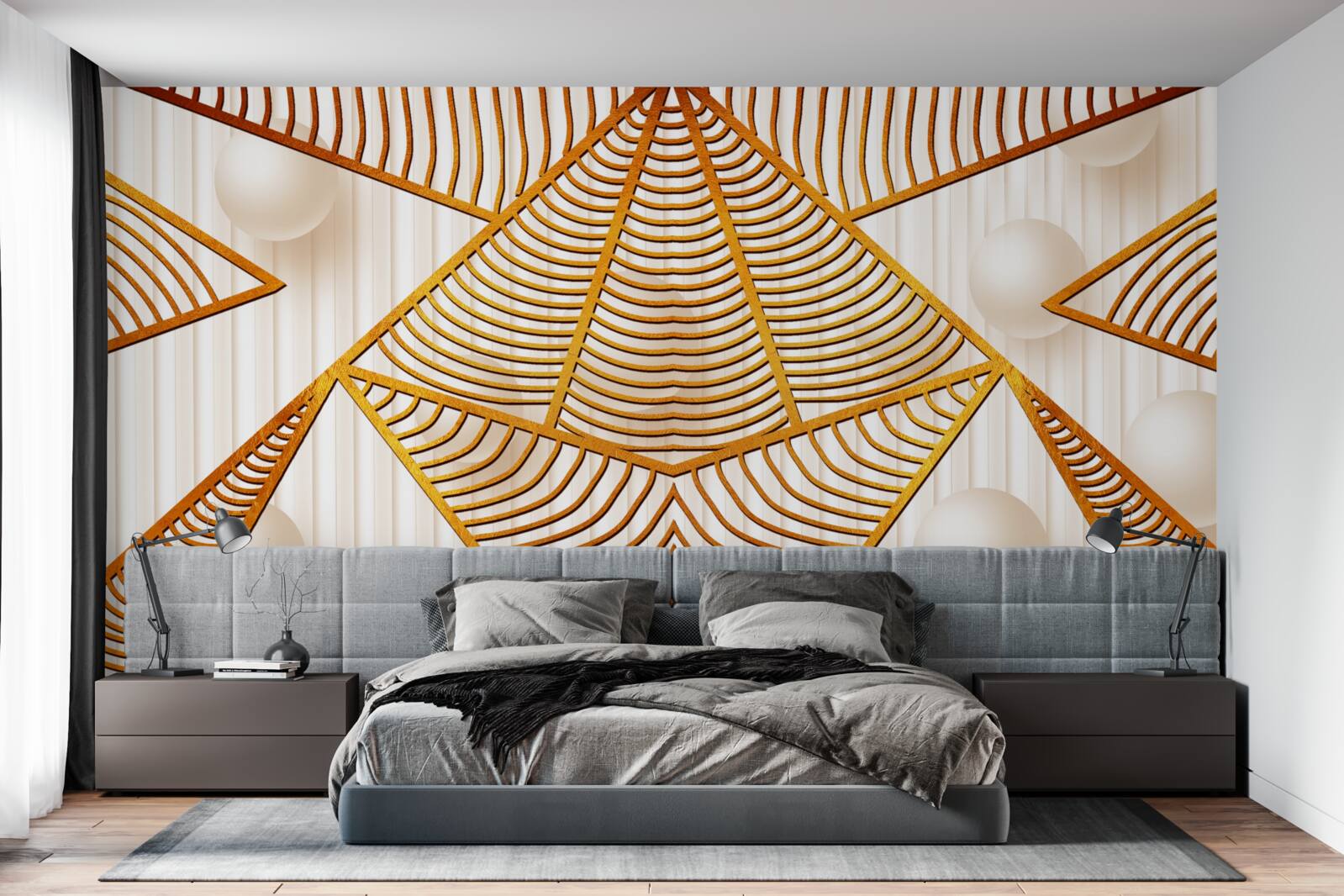 Fotobehang geometrisch patroon in goud