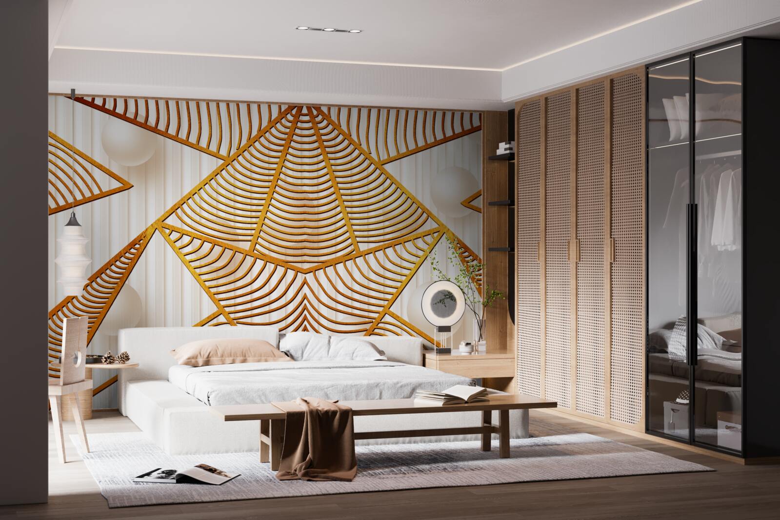 Fotobehang geometrisch patroon in goud