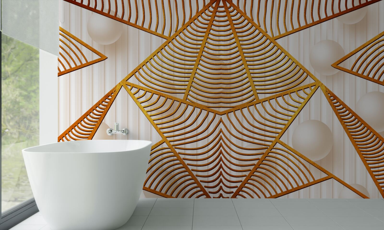 Fotobehang geometrisch patroon in goud