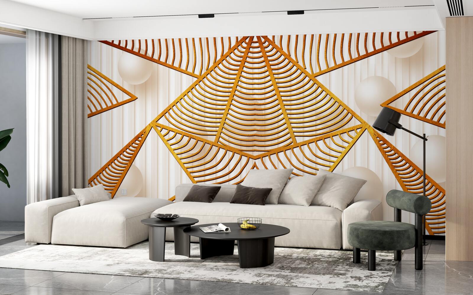 Fotobehang geometrisch patroon in goud