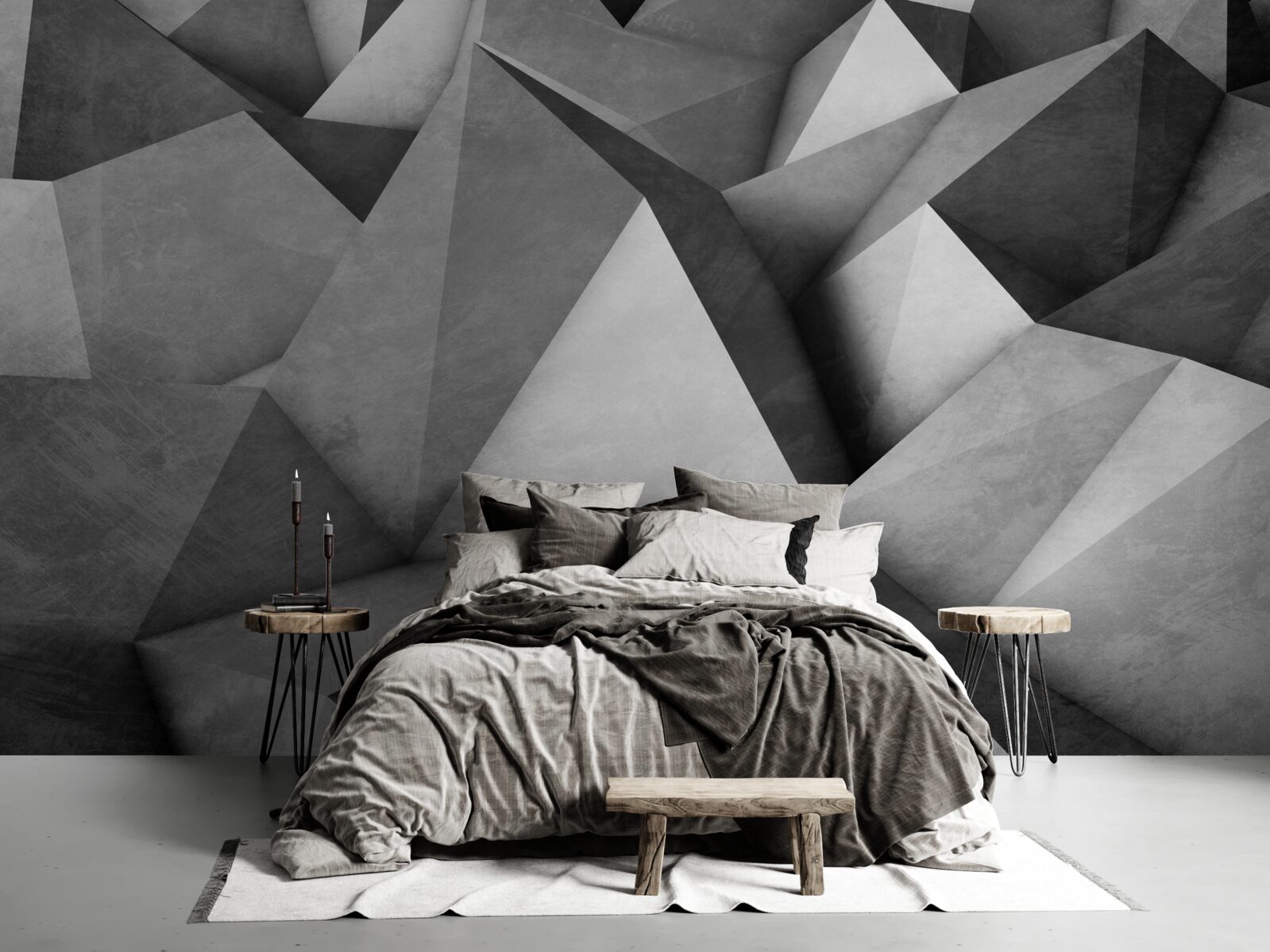 Fotobehang grote, royale grijze driehoeken