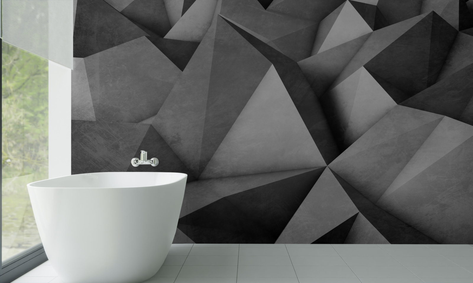 Fotobehang grote, royale grijze driehoeken