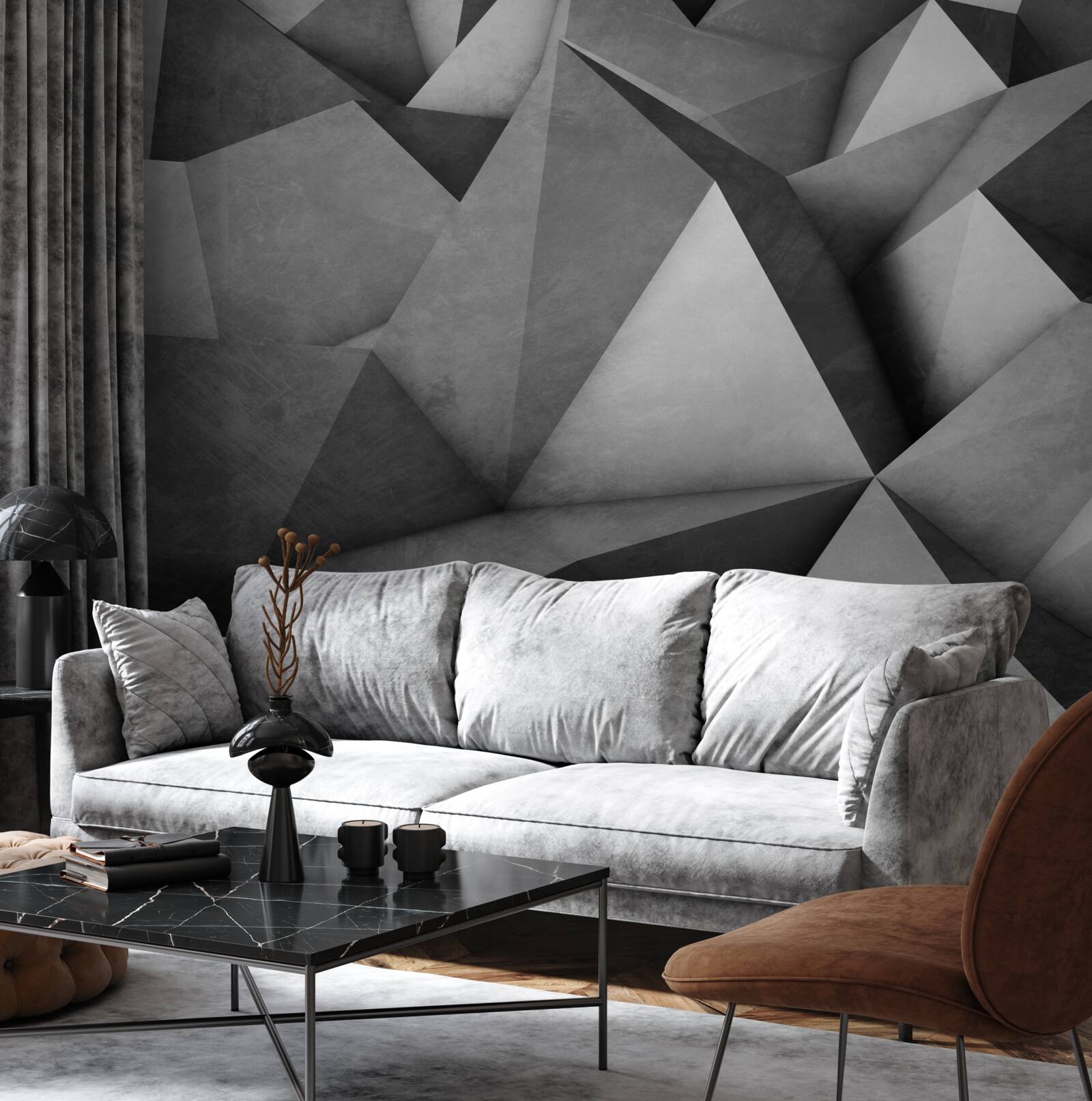 Fotobehang grote, royale grijze driehoeken