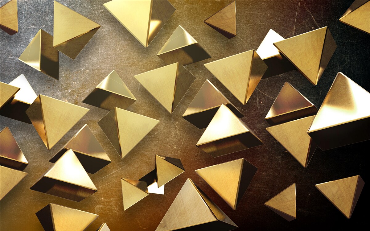 Fotobehang kleine, uitgebreide gouden driehoeken