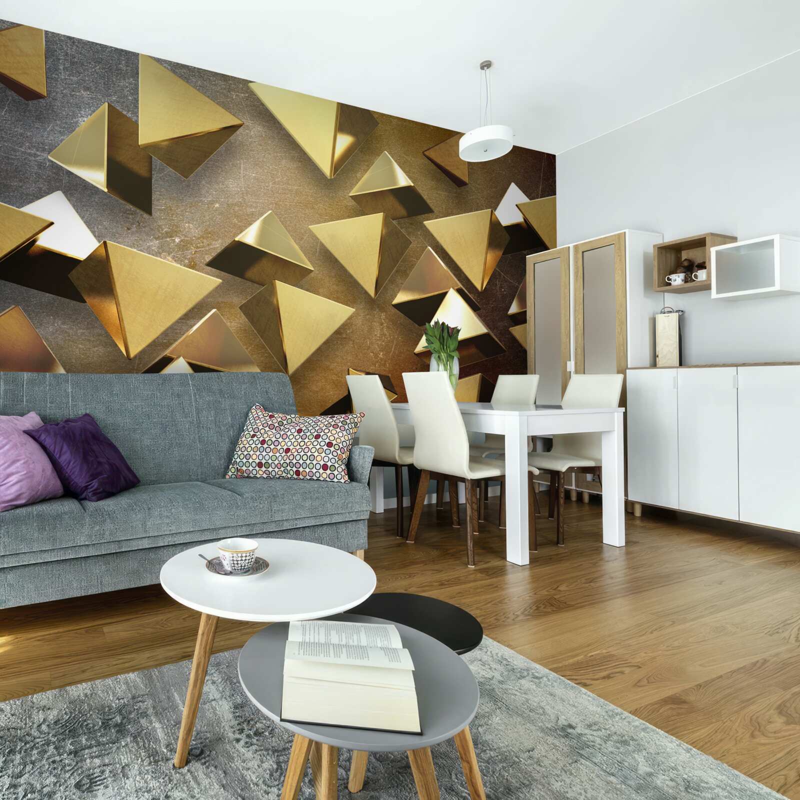 Fotobehang kleine, uitgebreide gouden driehoeken