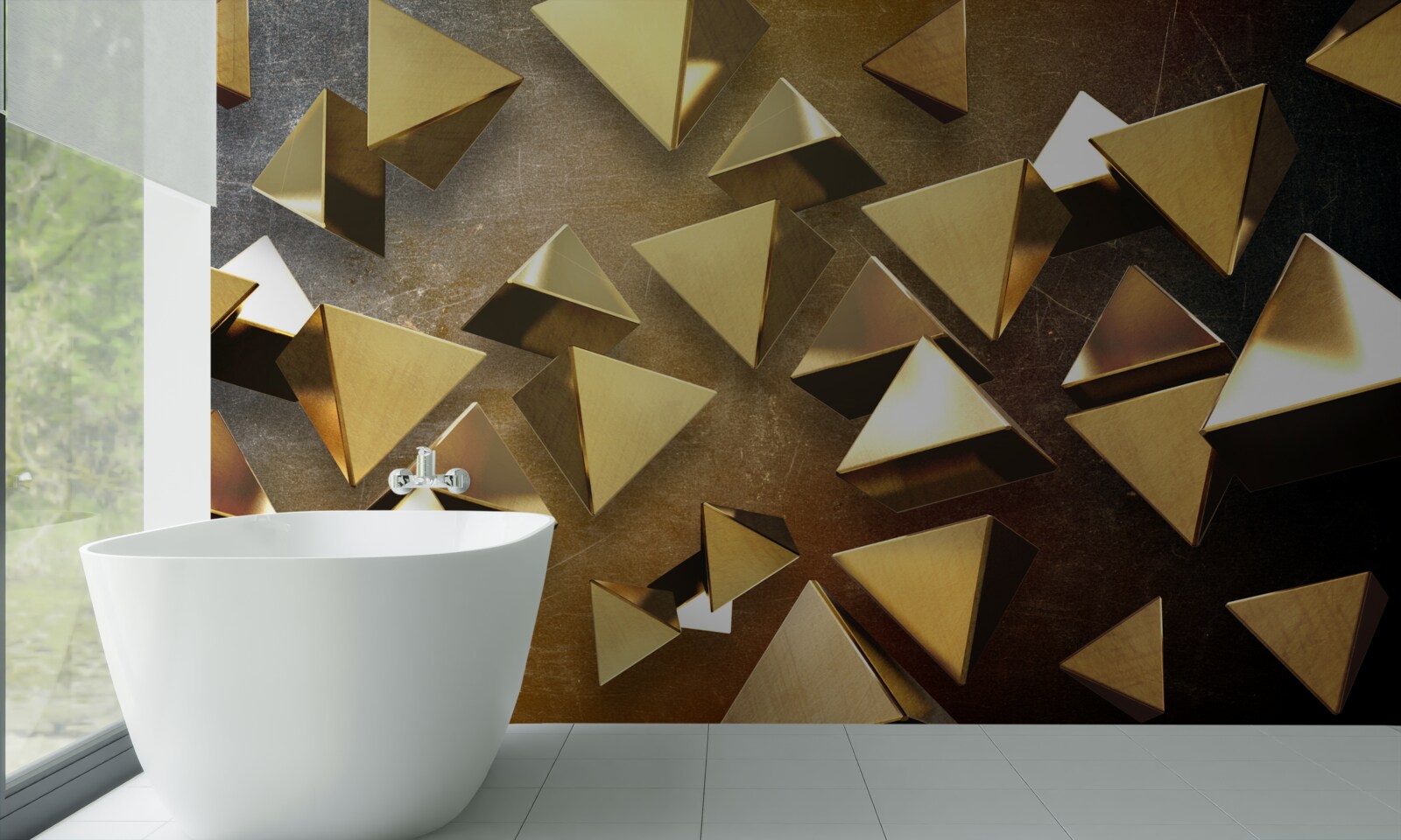 Fotobehang kleine, uitgebreide gouden driehoeken