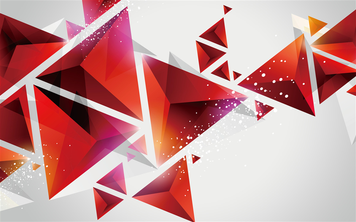 Fotobehang driehoeken met veel rood