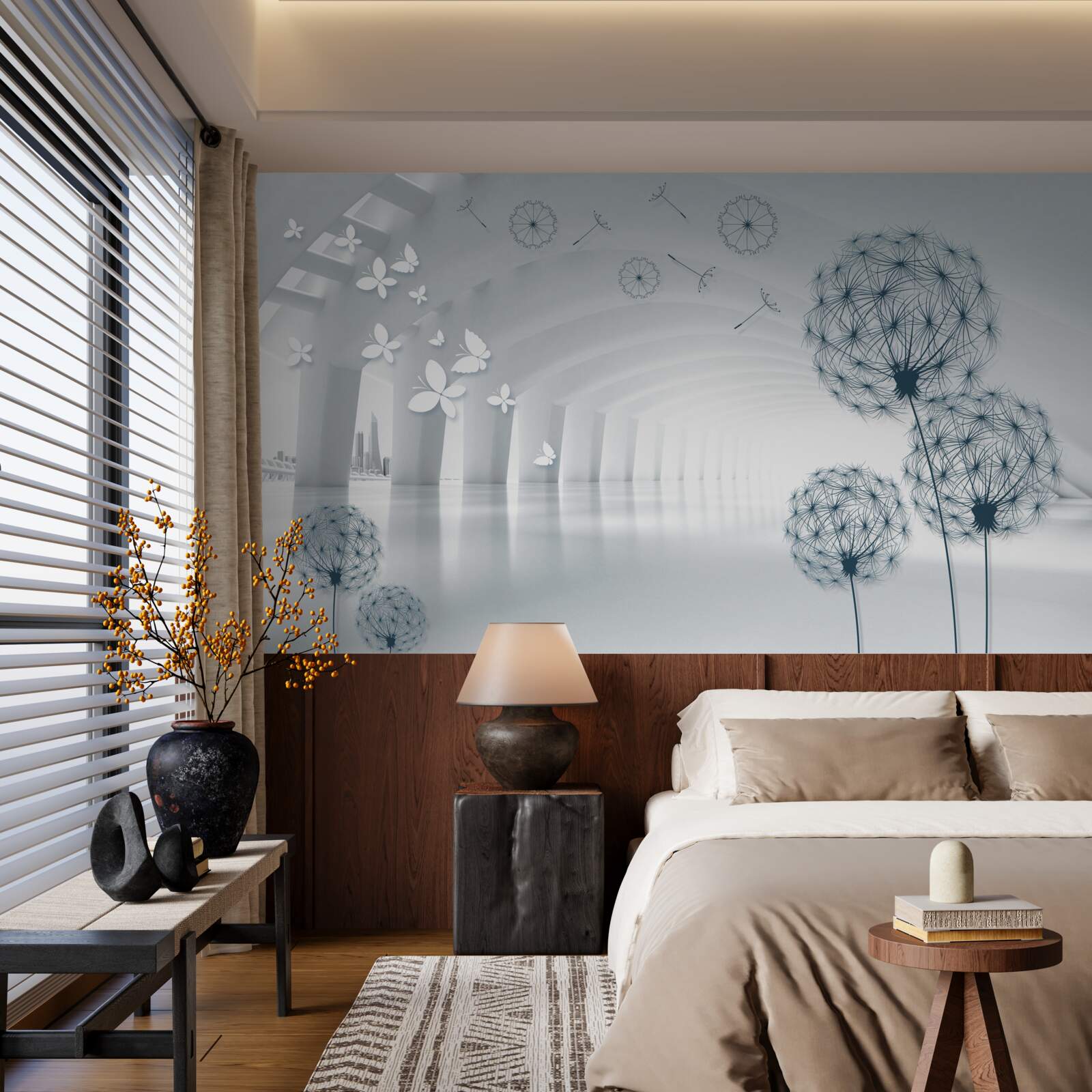 Fotobehang Sneeuwwitte bogen in de lucht en veldmelkpoeder