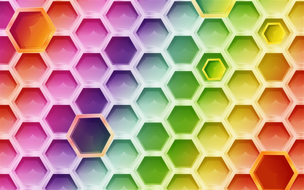 Fotobehang veelkleurige heldere bijenkorven