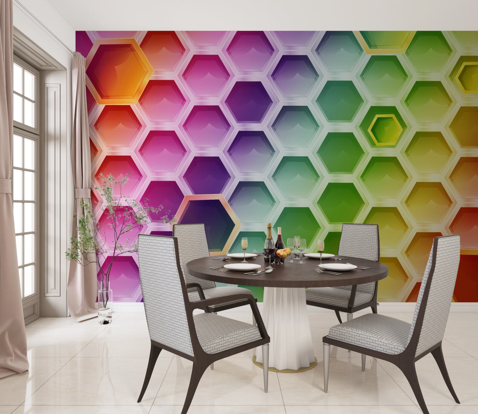 Fotobehang veelkleurige heldere bijenkorven