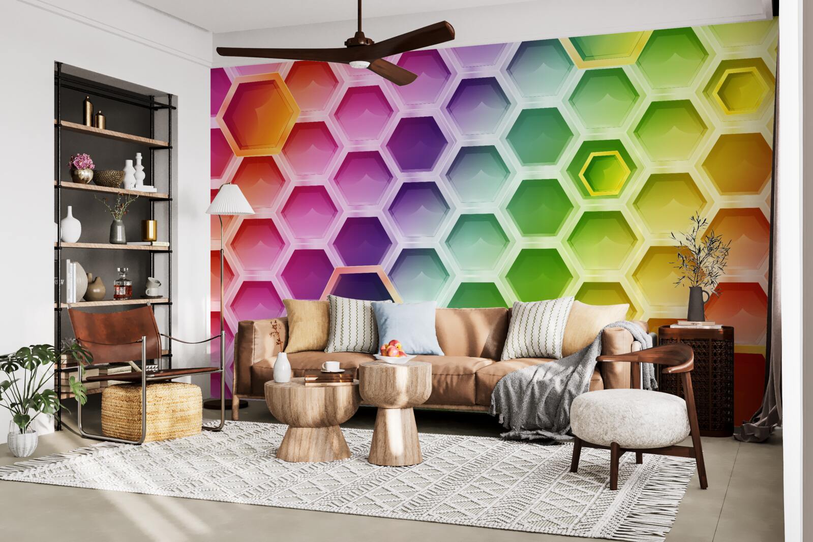 Fotobehang veelkleurige heldere bijenkorven