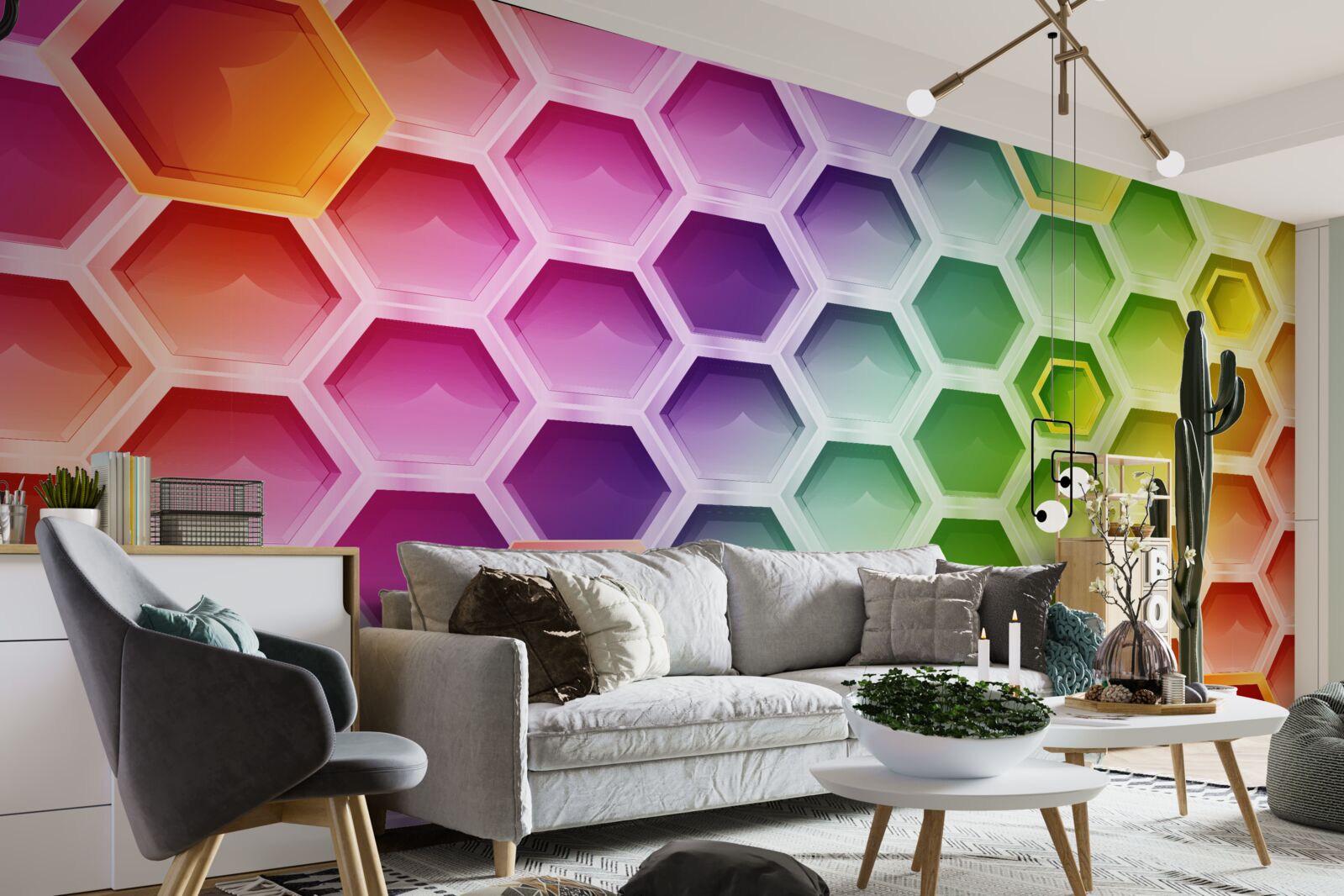 Fotobehang veelkleurige heldere bijenkorven