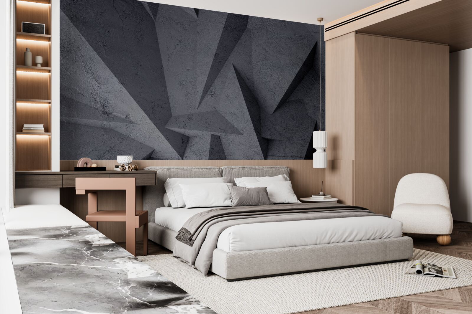 Fotobehang zwarte geometrie in de 3d-ruimte