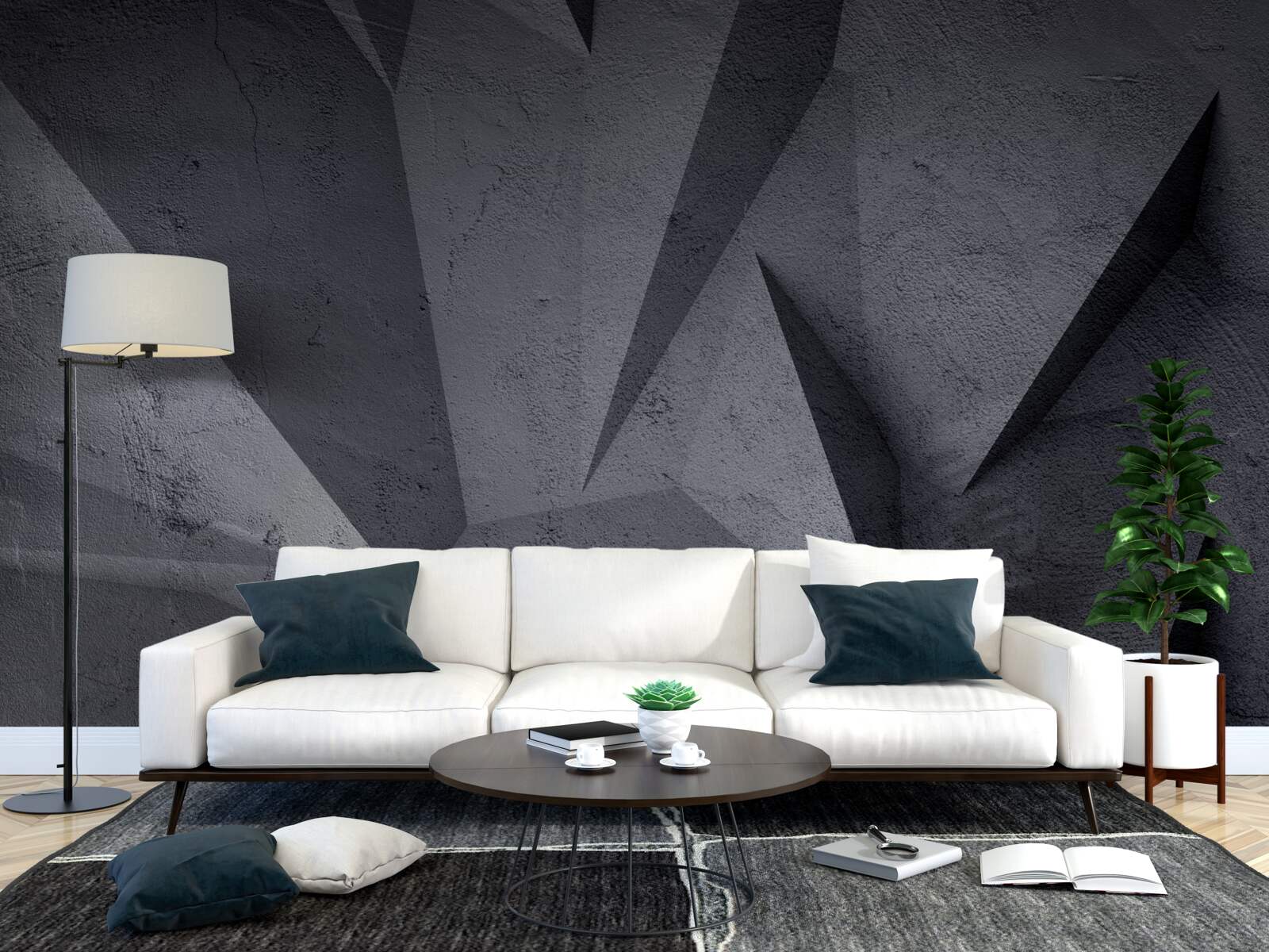 Fotobehang zwarte geometrie in de 3d-ruimte