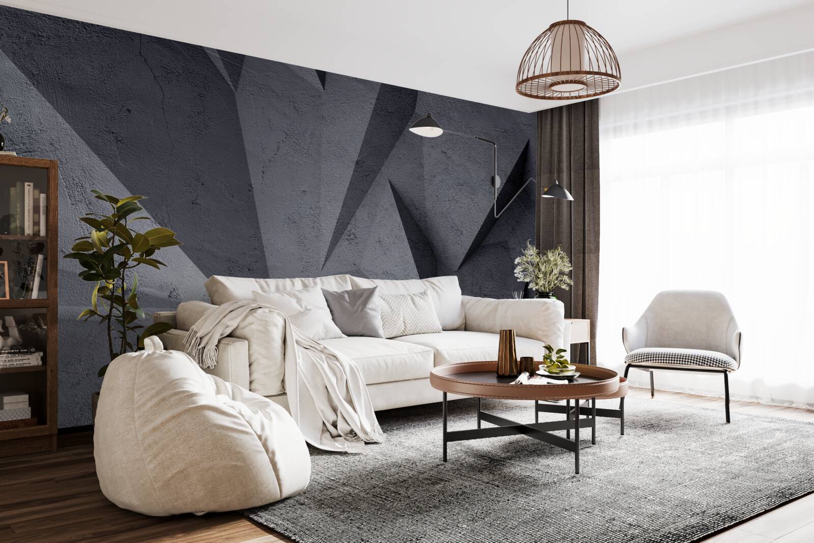 Fotobehang zwarte geometrie in de 3d-ruimte