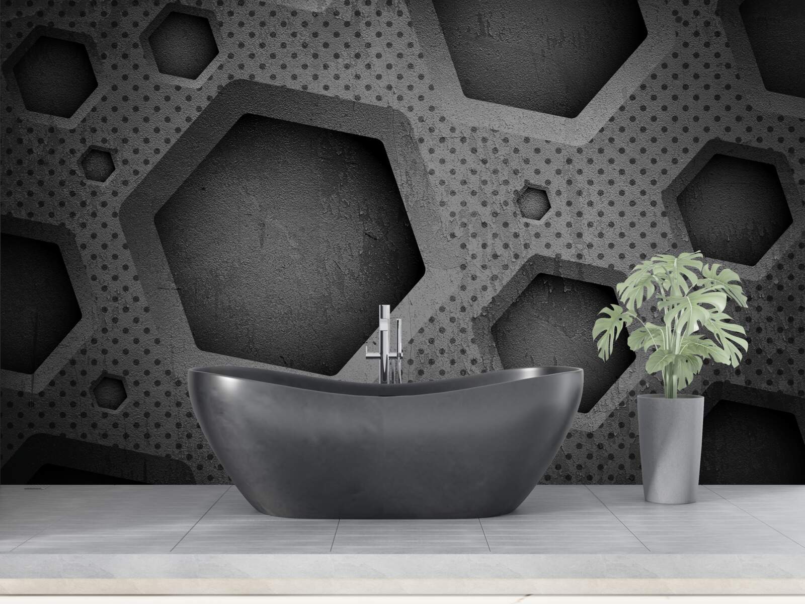 Fotobehang abstracte zeshoekige barrière