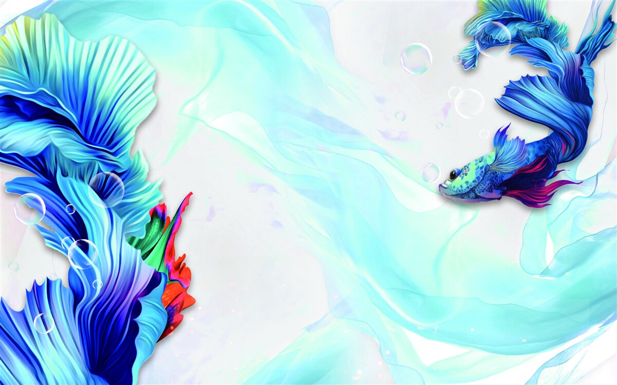 Fotobehang In het aquatisch milieu leven blauwstaartvissen