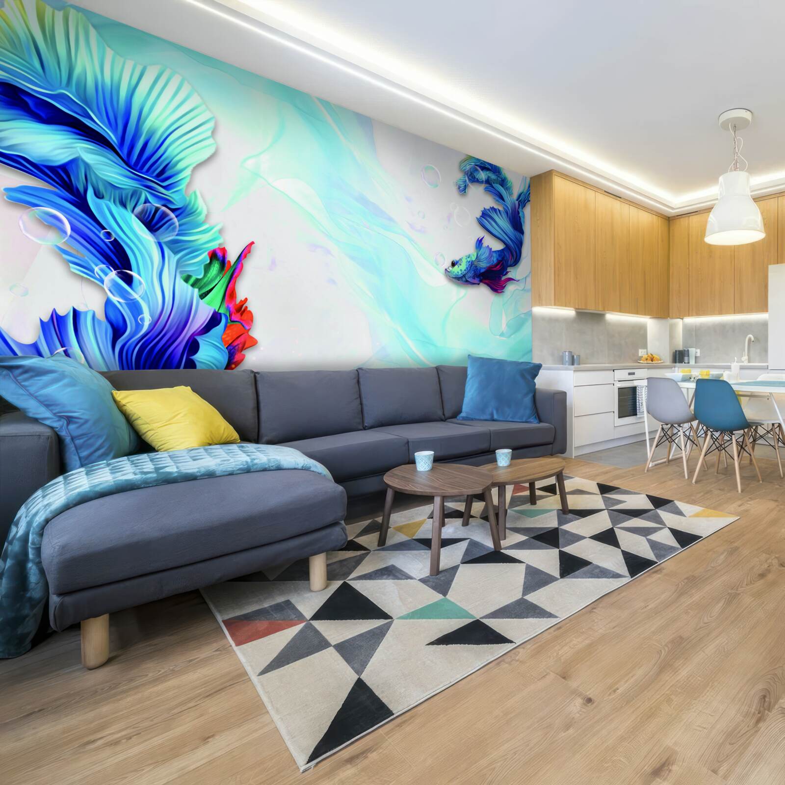 Fotobehang In het aquatisch milieu leven blauwstaartvissen