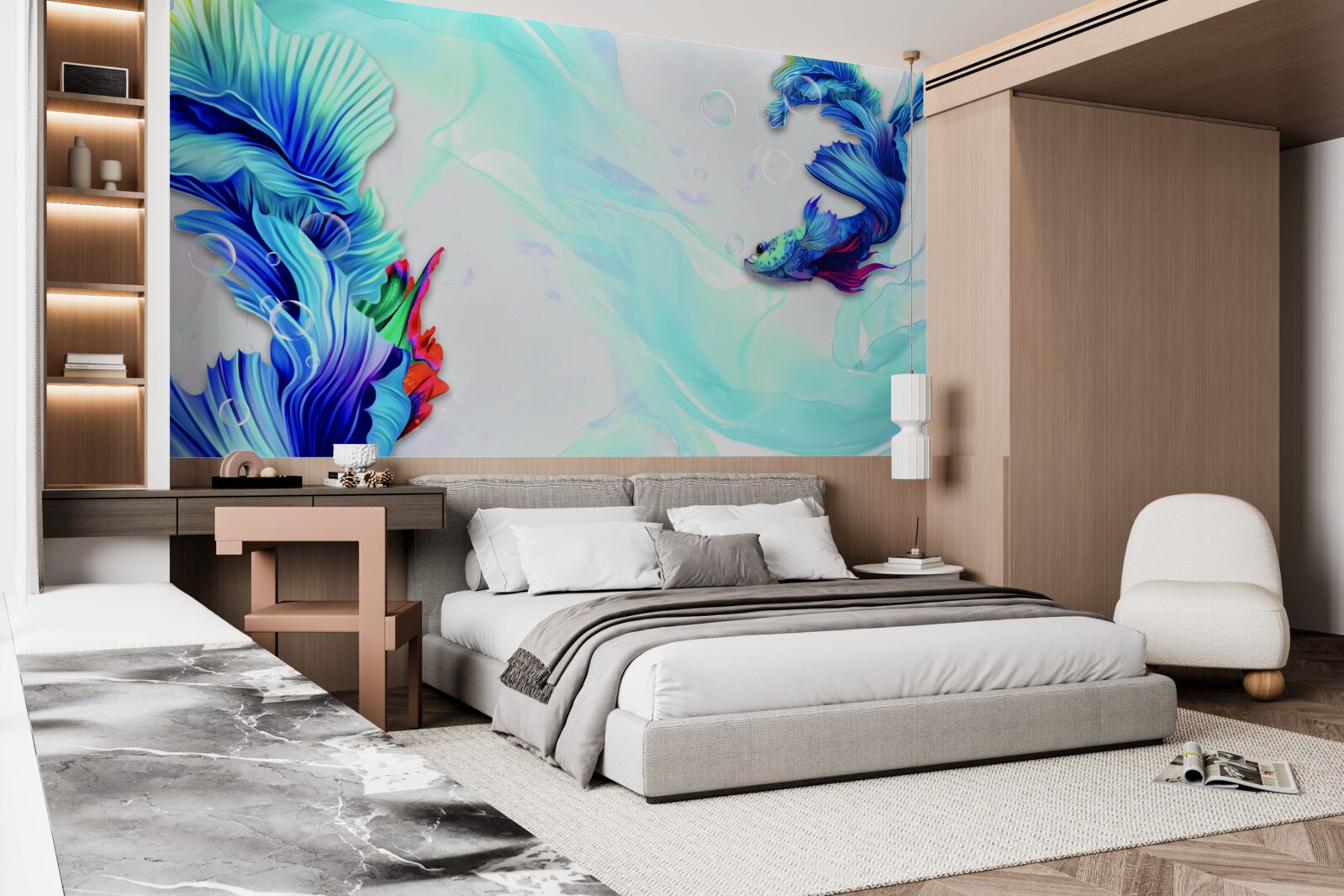 Fotobehang In het aquatisch milieu leven blauwstaartvissen