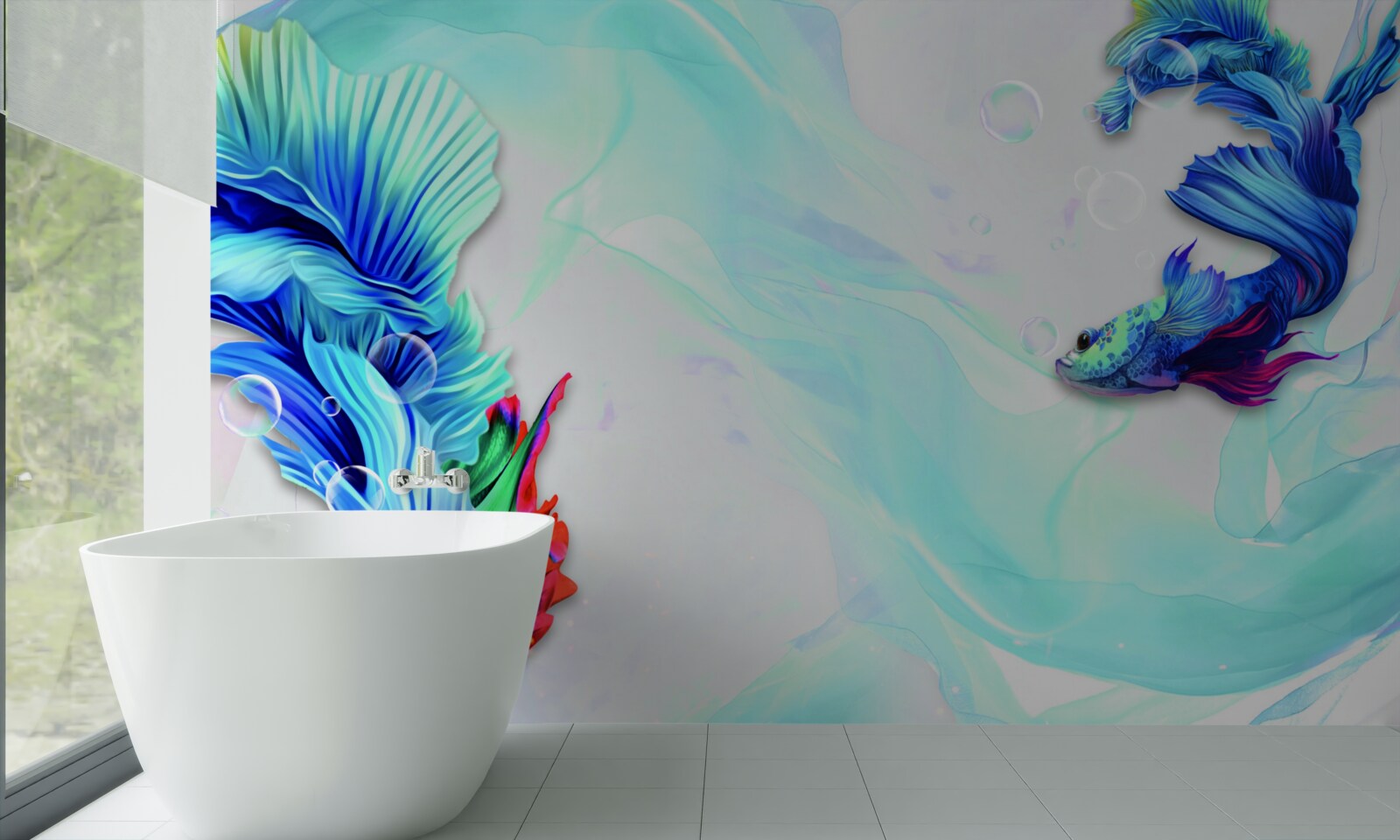 Fotobehang In het aquatisch milieu leven blauwstaartvissen