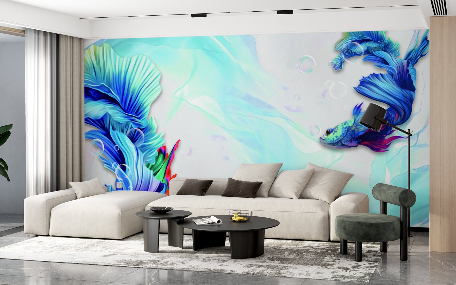 Fotobehang In het aquatisch milieu leven blauwstaartvissen