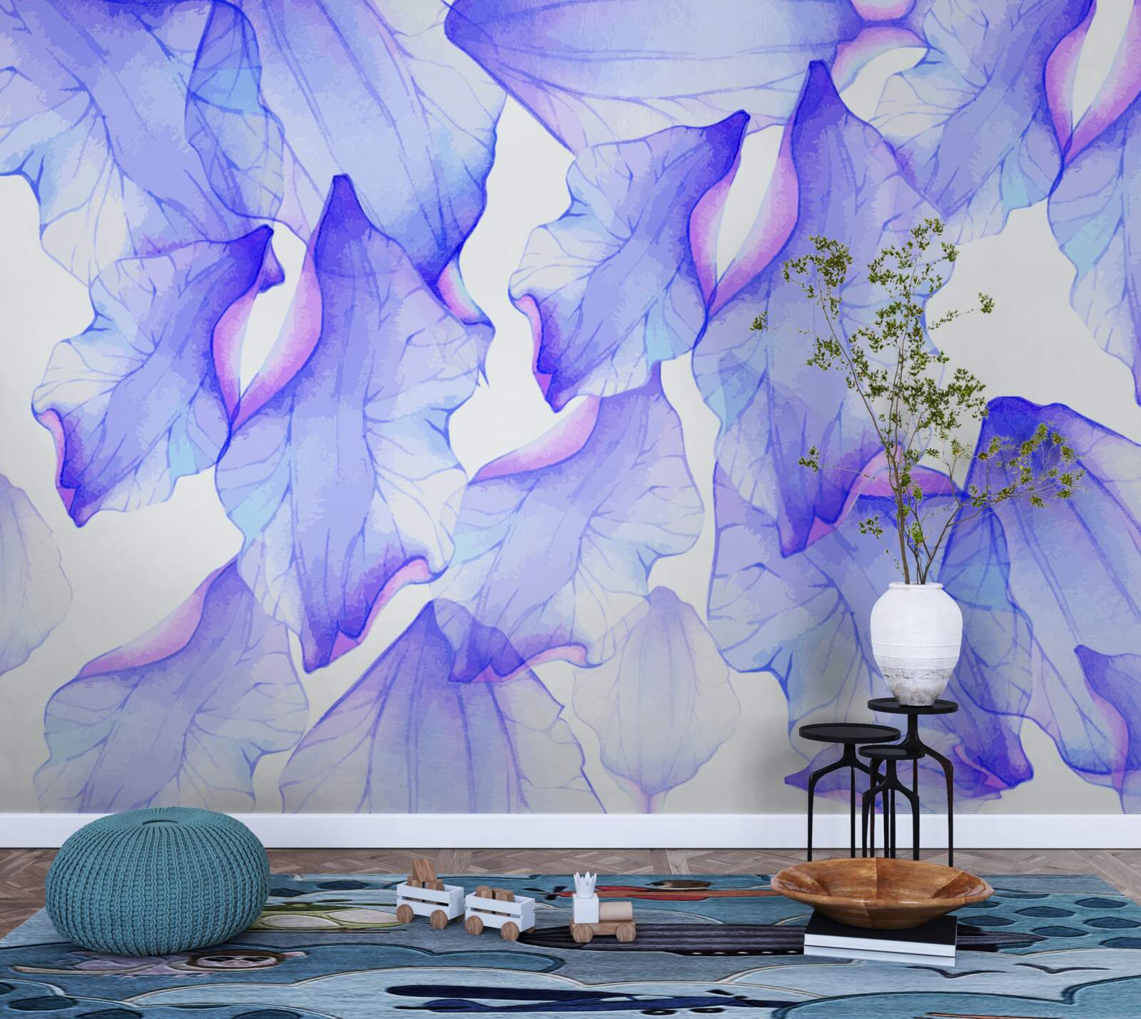 Fotobehang bloemknoppen met een transparante violette tint