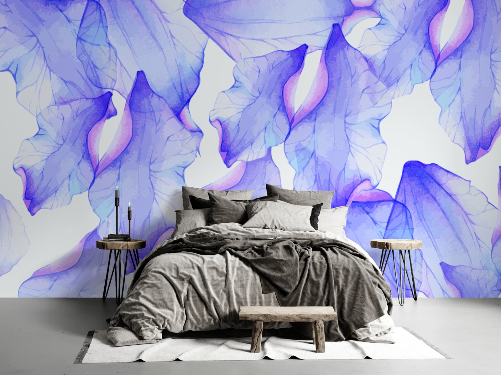 Fotobehang bloemknoppen met een transparante violette tint