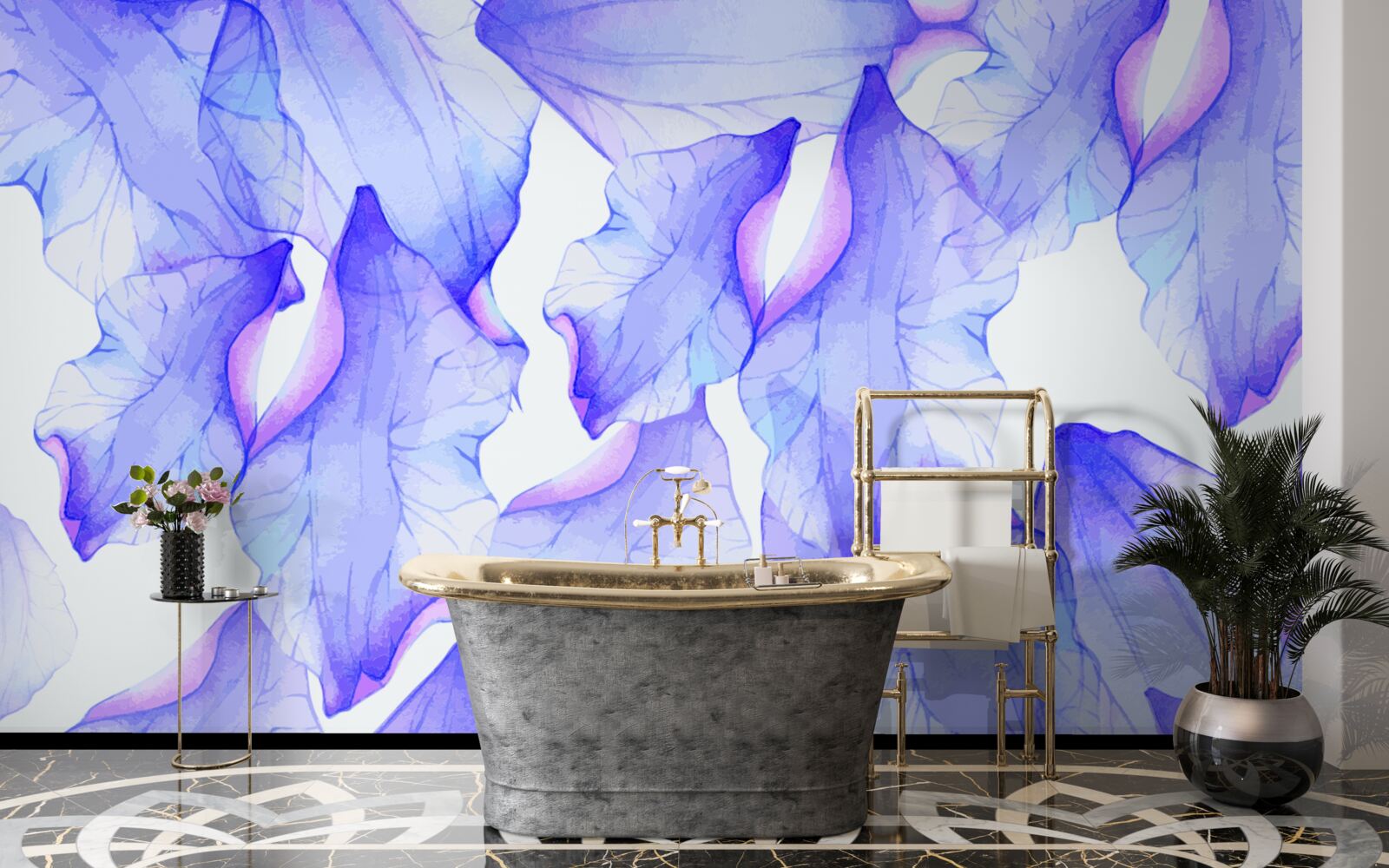 Fotobehang bloemknoppen met een transparante violette tint