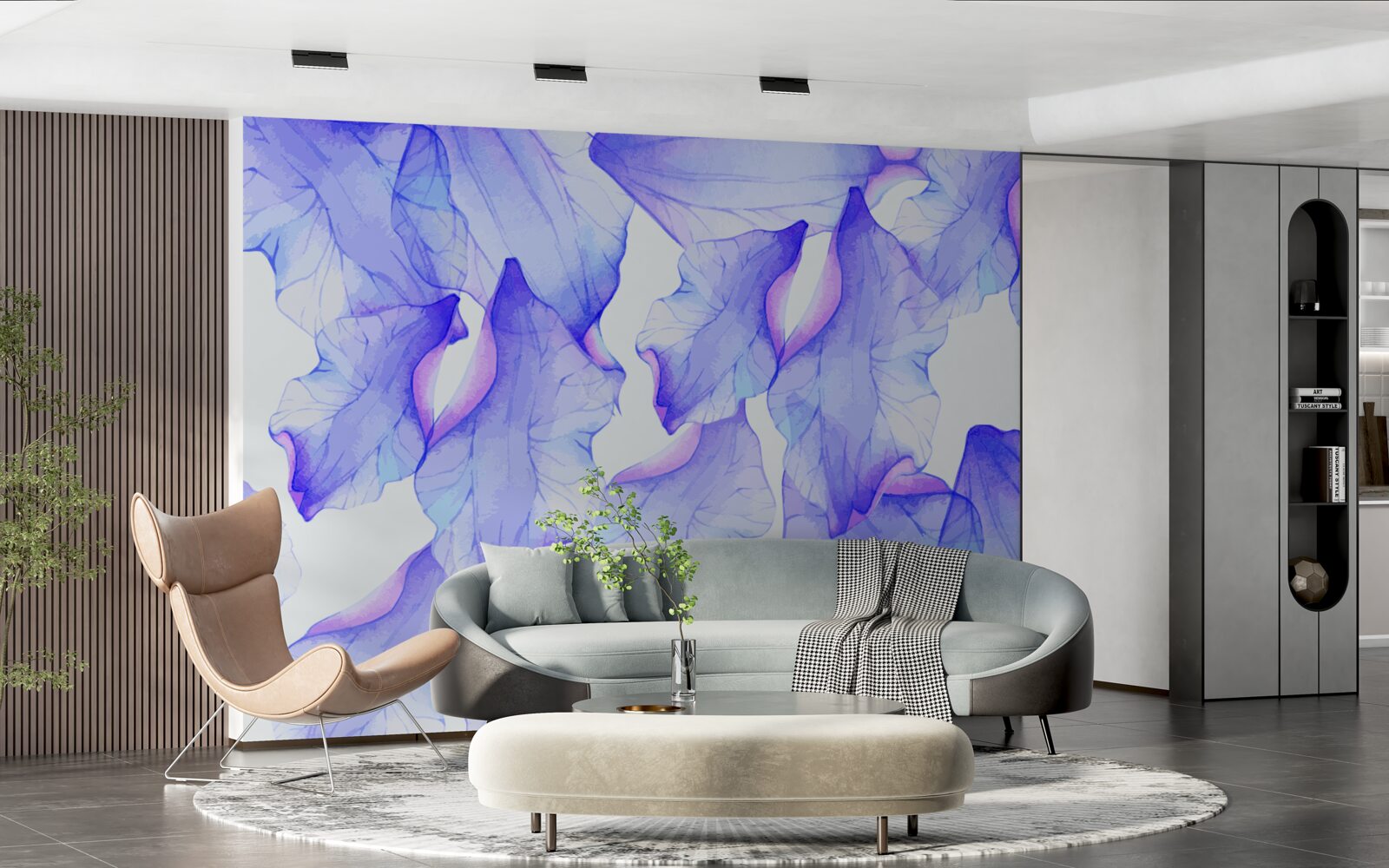 Fotobehang bloemknoppen met een transparante violette tint