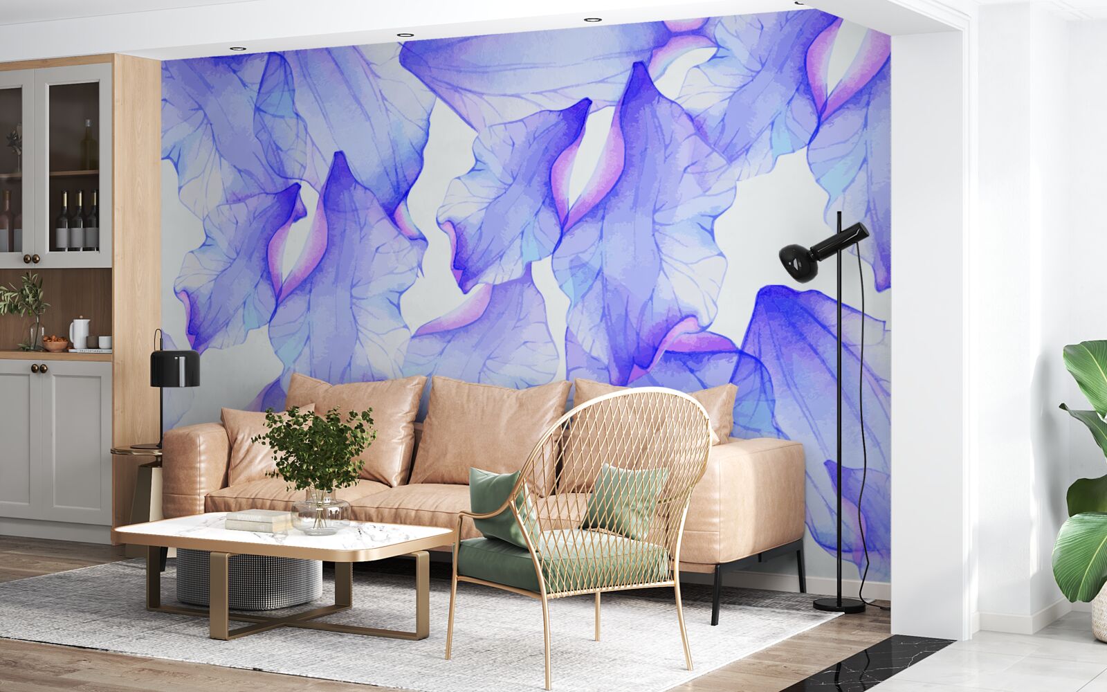 Fotobehang bloemknoppen met een transparante violette tint