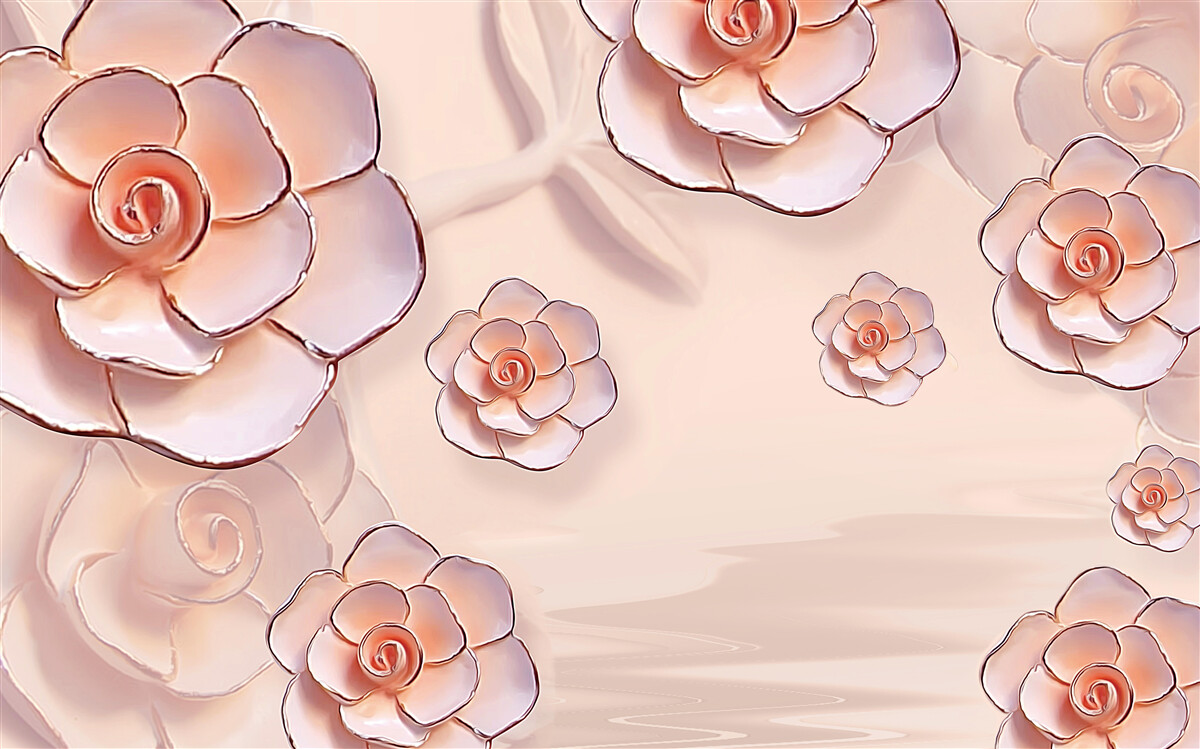 Fotobehang roze porseleinen rozen