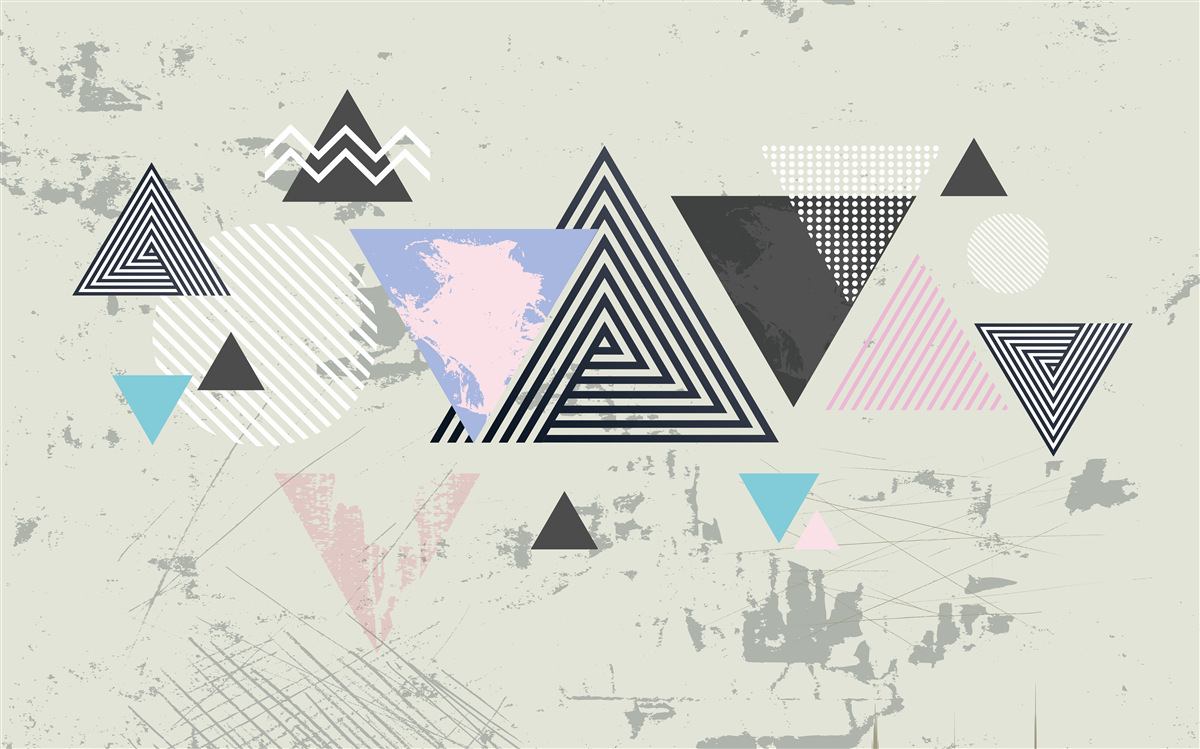 Fotobehang driehoekige vormen op een grijze achtergrond