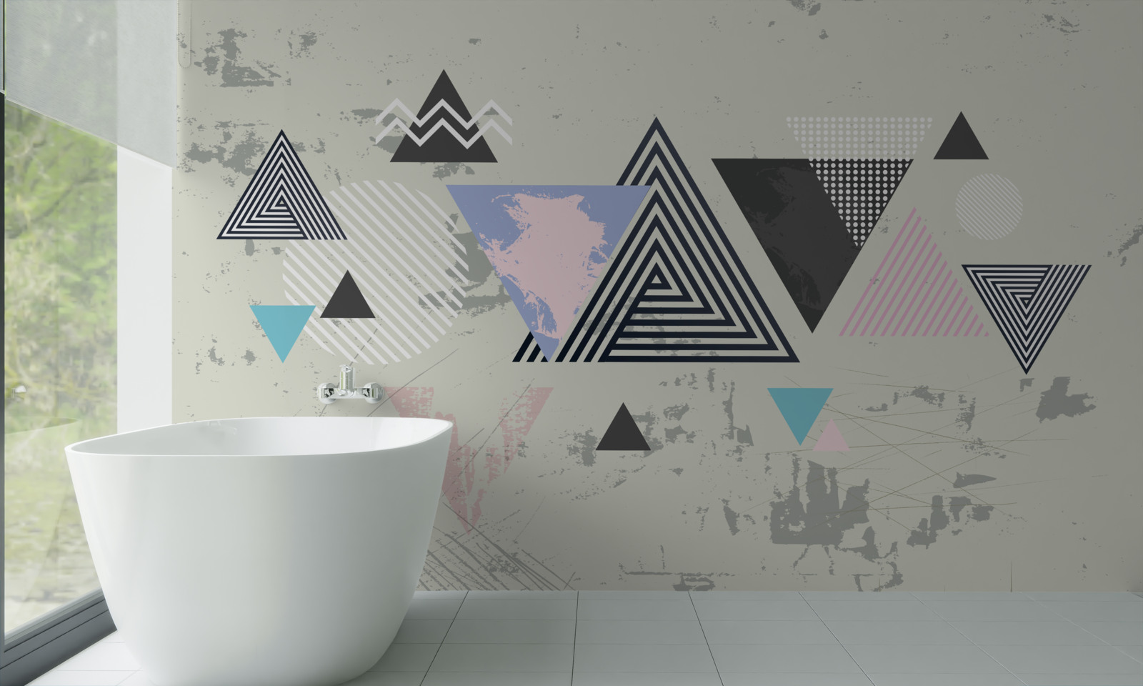 Fotobehang driehoekige vormen op een grijze achtergrond
