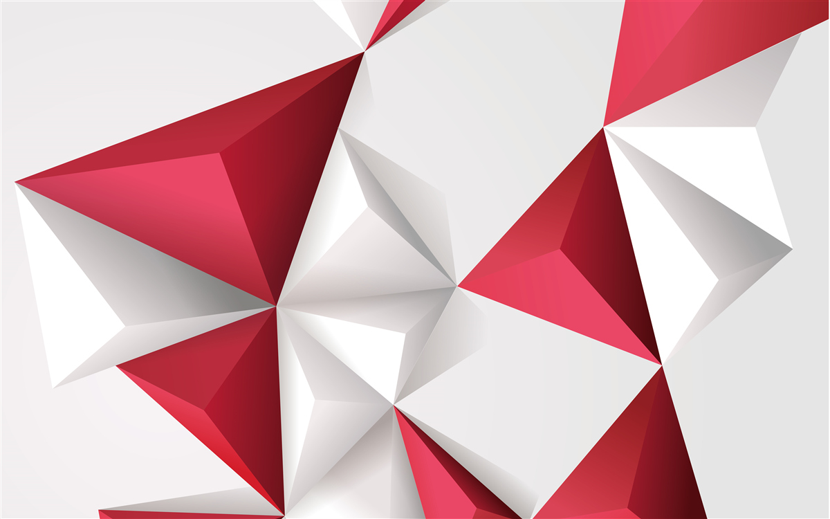 Fotobehang witte en rode driehoeken met volume