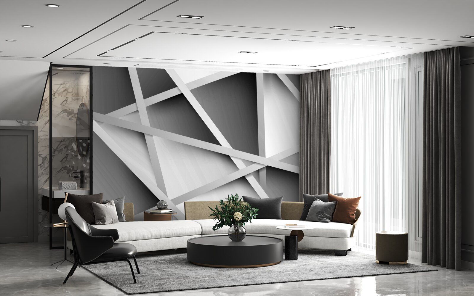 Fotobehang dubbelzinnige grijze waas