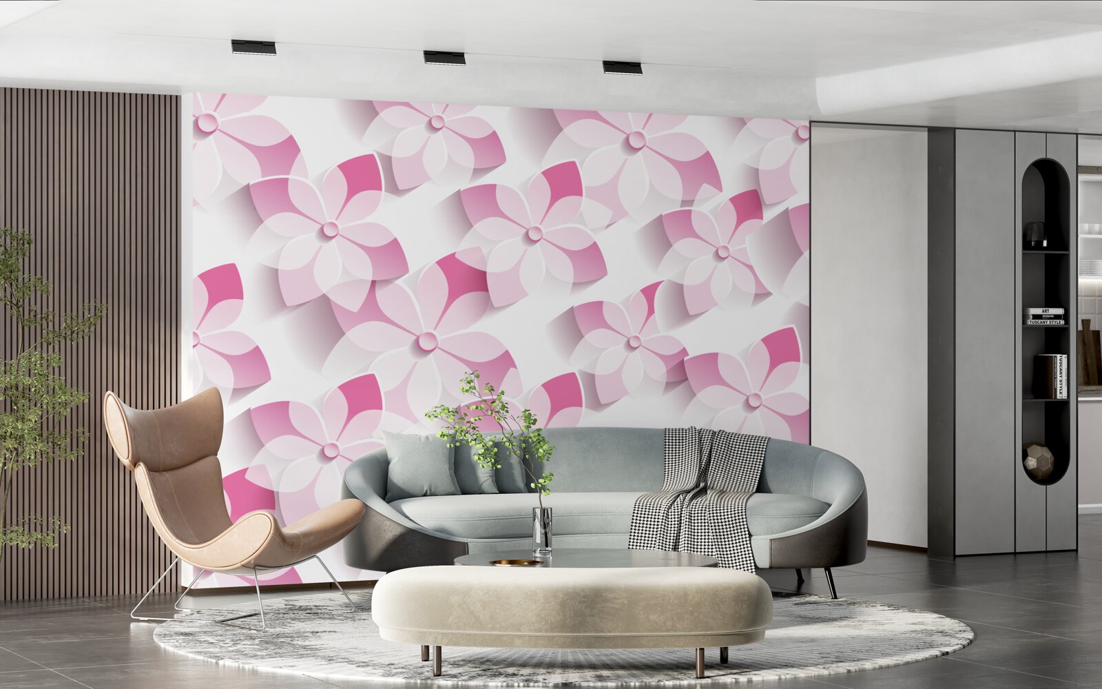 Fotobehang achtergrond in roze bloementinten