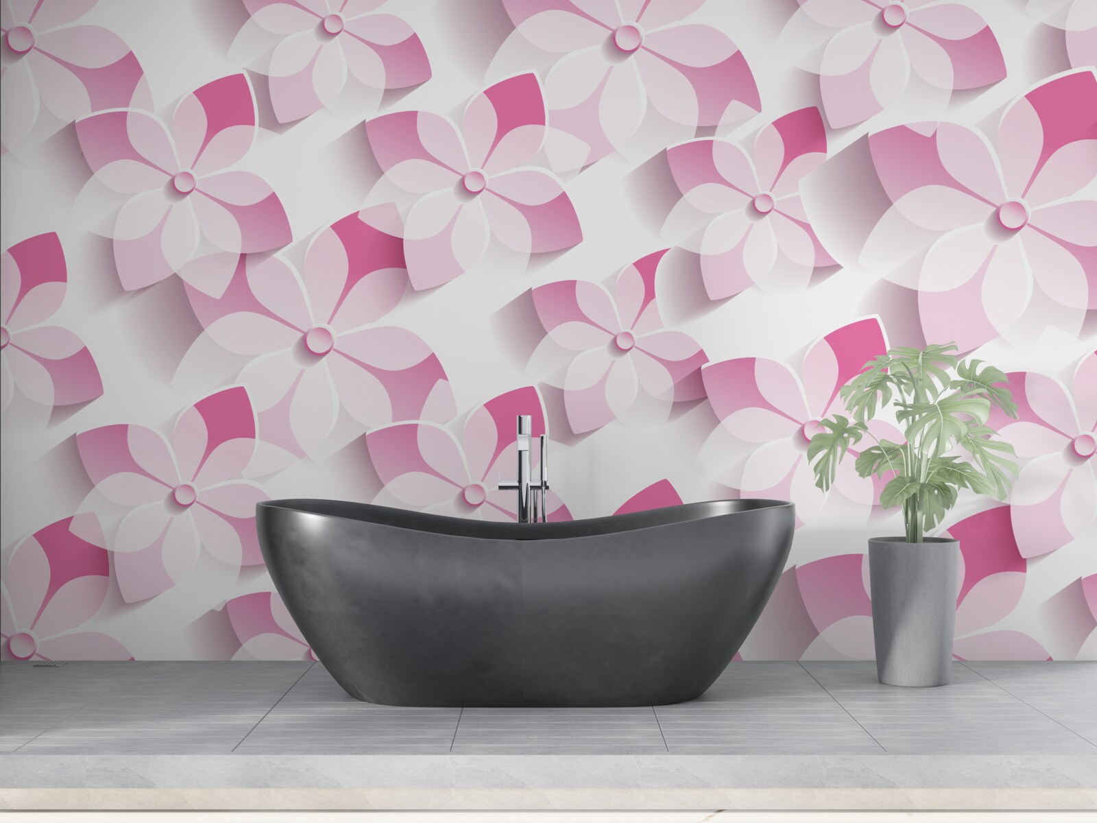 Fotobehang achtergrond in roze bloementinten