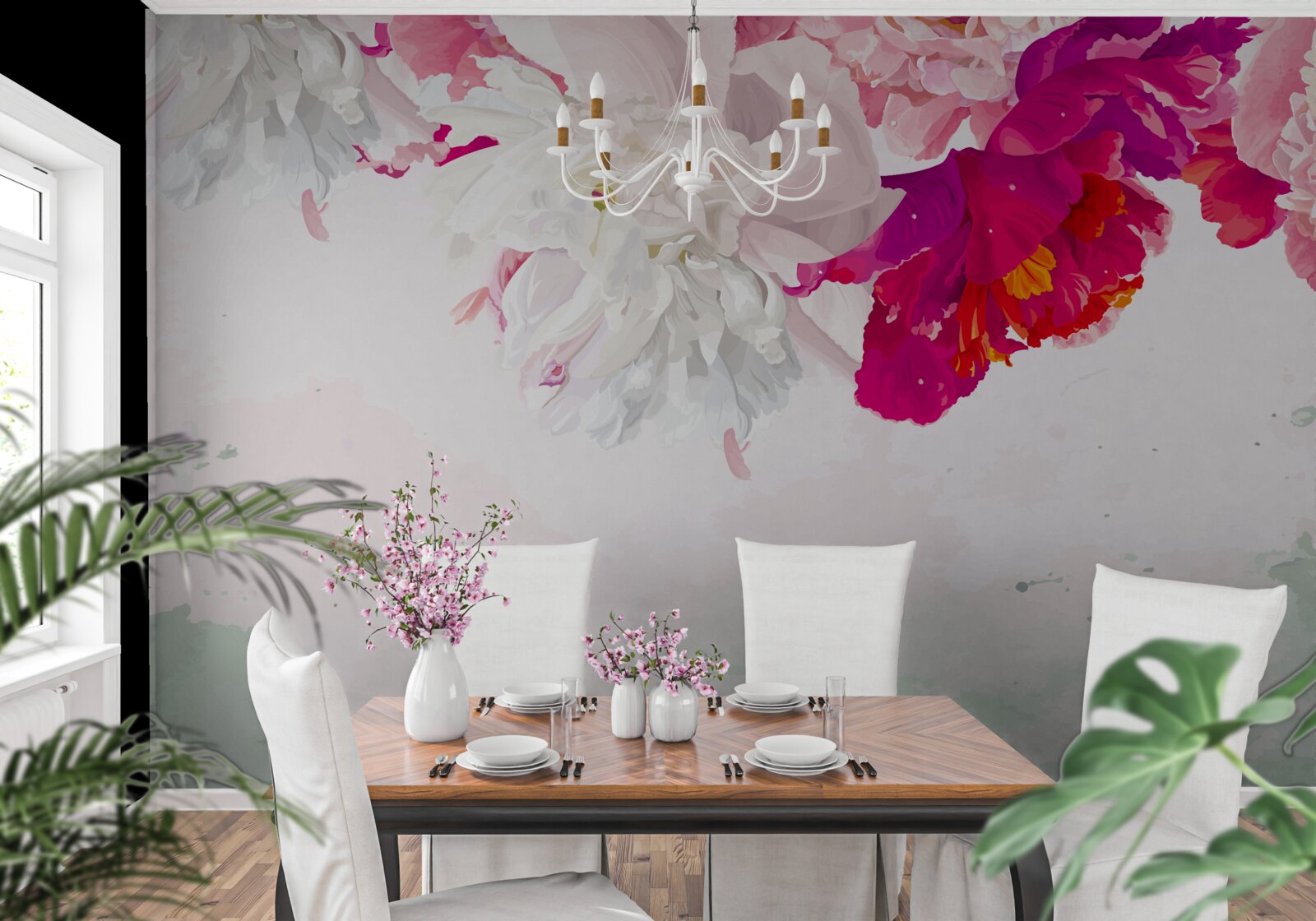 Fotobehang rijk gekleurde achtergrond in witte tinten