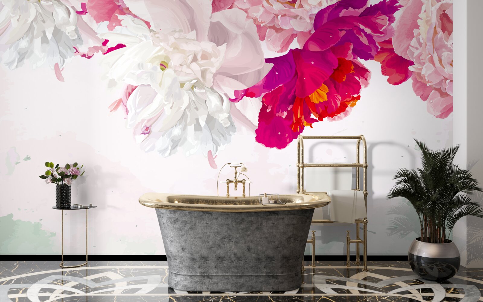 Fotobehang rijk gekleurde achtergrond in witte tinten