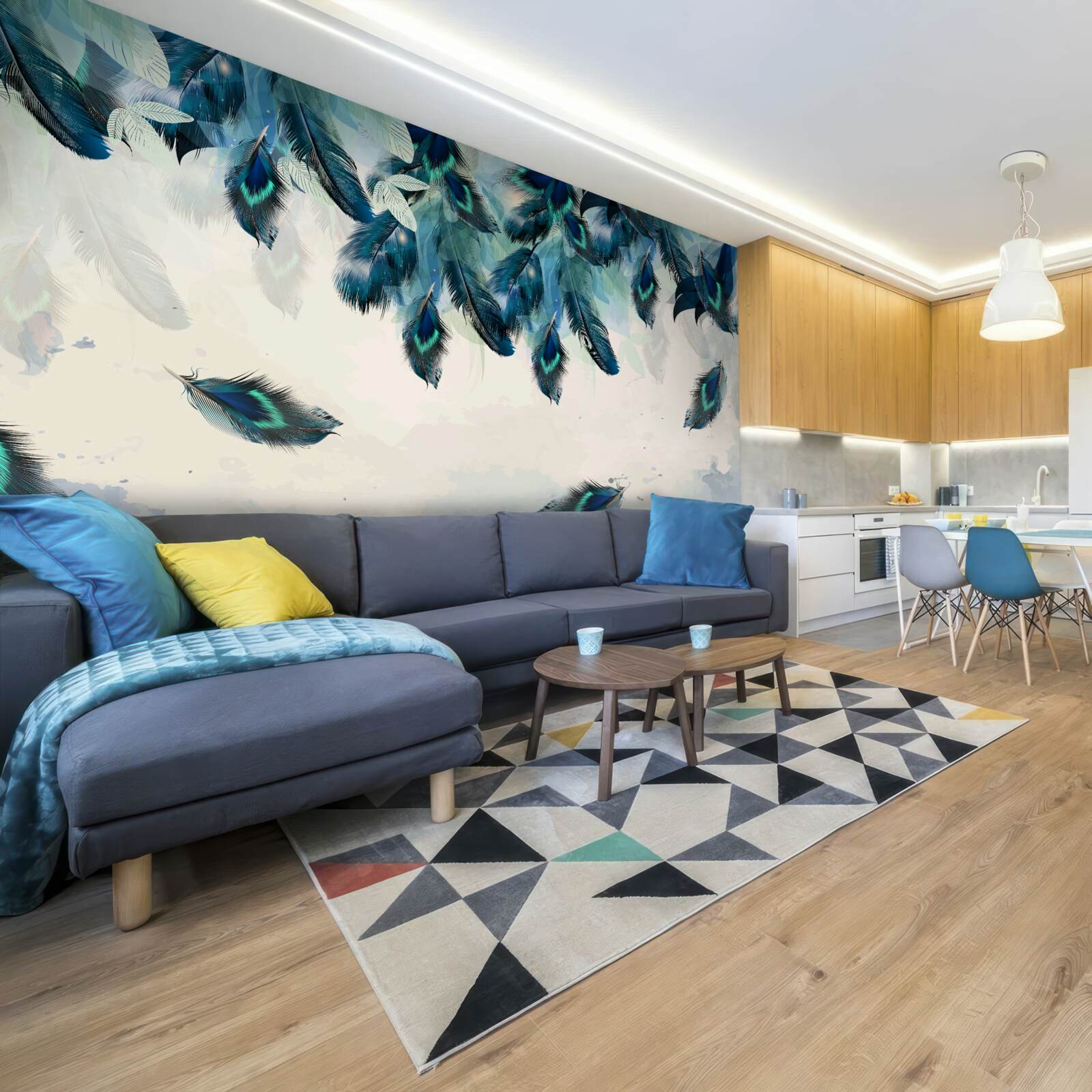 Fotobehang vliegende pluizige dekens van duisternis