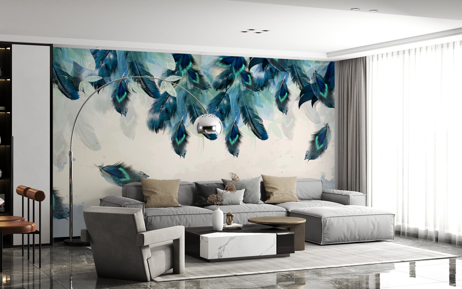 Fotobehang vliegende pluizige dekens van duisternis