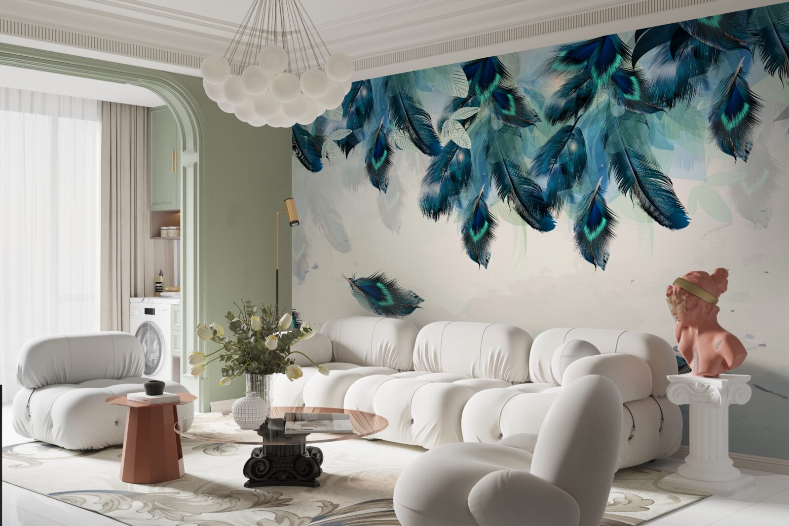 Fotobehang vliegende pluizige dekens van duisternis