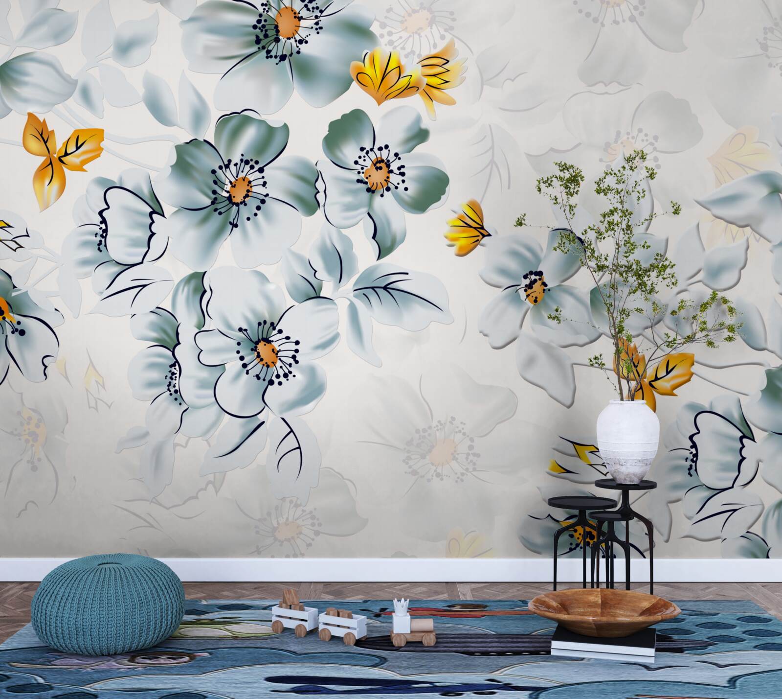 Fotobehang bloemen gaan teder open