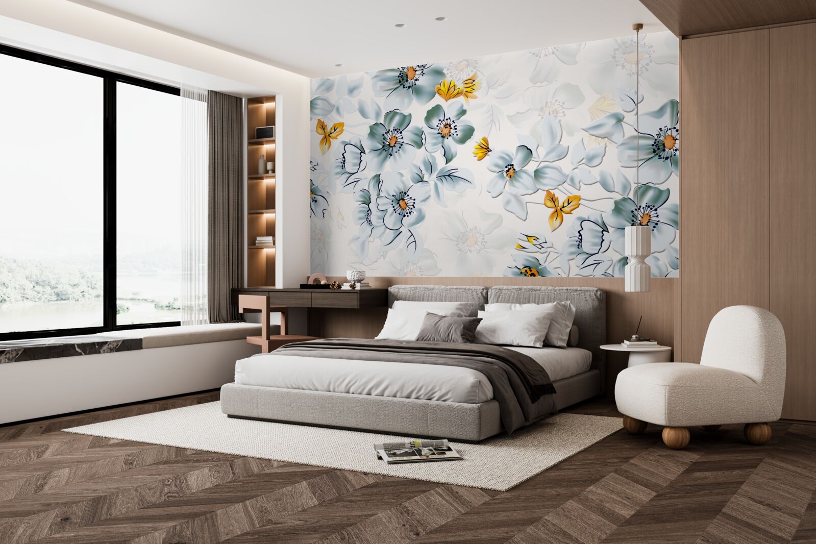 Fotobehang bloemen gaan teder open